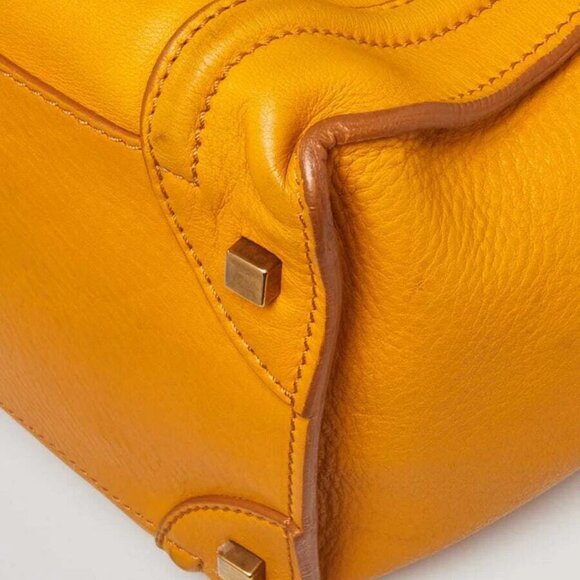 Celine Yellow Calfskin Leather Mini Luggage Tote Bag - Picture 4 of 12